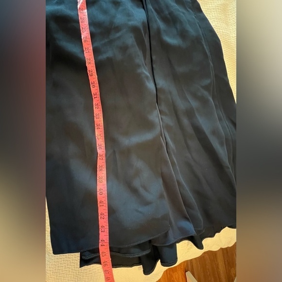 AFTER SIX 6849 Midnight Blue One Shoulder Draped Cowl Neck Maxi Bridesmaid Dress - Picture 14 of 16